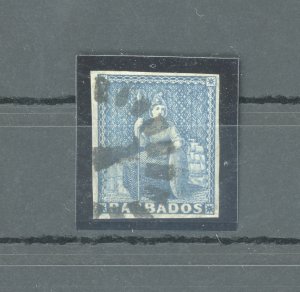 1852-55 BARBADOS, Stanley Gibbons #4 - 1 d. deep blue - Used