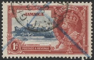 JAMAICA 1935 1d KGV  Sc 109 Used VF, Silver Jubilee