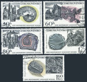 Czechoslovakia 1559-1563, CTO. Mi 1809-1813. Geological Congress, 1968. Fossils.