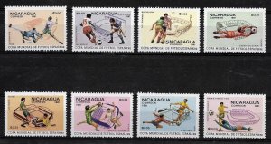 NICARAGUA 1981 FOOTBALL WORLD CUP SPAIN 82 PLAYERS STADIUMS SET OF 8 MINT NH