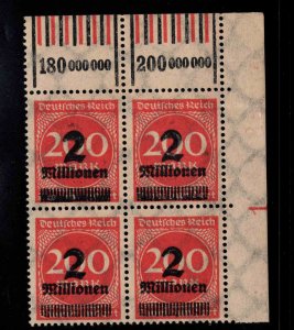 Germany Scott 269 MNH**  hyper inflation surcharged  Upper right block