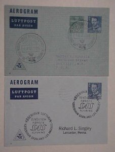 DENMARK   FLIGHTS AIR LETTERS 1954,1952