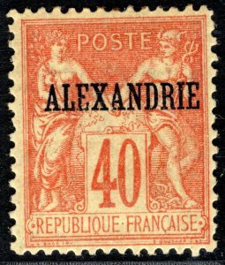 France PO Abroad ALEXANDRIA Egypt Stamp 40c PEACE & COMMERCE Mint OGREEN137