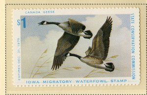 US IA8 IOWA STATE DUCK STAMP 1975 MNH SCV $80.00 BIN $45.00