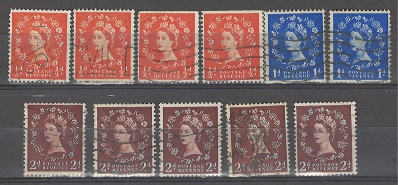 COLLECTION LOT # 3863 GB 11 STAMPS INVERTED  WTMK 1952+ CV+$14