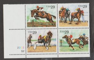 U.S. Scott #2756-2759 Sporting Horses Stamp - Mint NH Plate Block