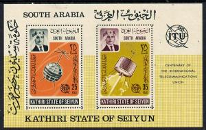 Aden - Kathiri 1966 ITU Centenary perf m/sheet containing...