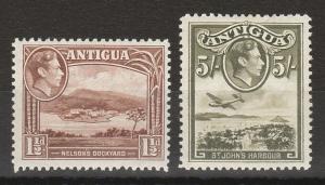 ANTIGUA 1938 KGVI PICTORIAL 11/2D AND 5/-