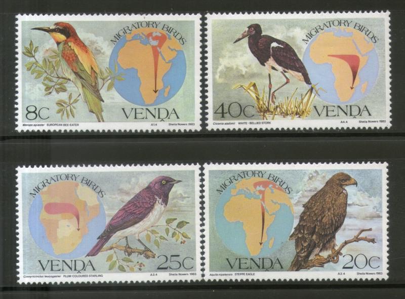 Venda 1983 Migratory Birds Maps Eagle Strok Fauna Wildlife Sc 100-103 MNH # 1425