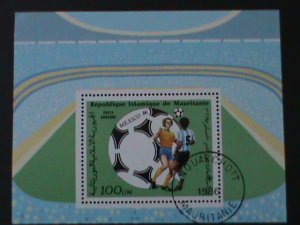 ​MAURITANIA-WORLD CUP SOCCER-MEXICO'86 CTO S/S VF-FANCY CANCEL-HARD TO FIND