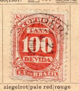 Brazil 1895-1901 Early Issue Fine Used 100r. NW-237469