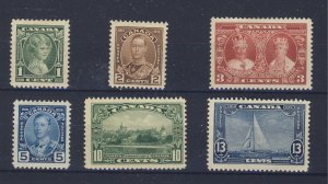 6x Canada Stamps; #211 to 214 MH VF 215-216-MNH VF Guide Value = $47.00