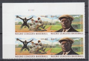 ​(J) USA Sc#4465-4466 Negro Leagues Baseball Plate Block x4 MNH