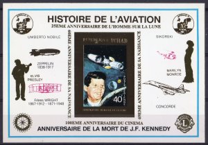 Chad 1995 Kennedy/Apollo 11/Elvis & Marilyn/Rotary-Lions Gold Foil S/S MNH