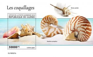 Guinea 2019 MNH Seashells Stamps Shells Lobatus Nautilus Marine 1v S/S