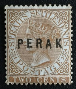 MALAYA 1882 PERAK opt STRAITS SETTLEMENTS QV 2c CA MNG SG#10 M3573