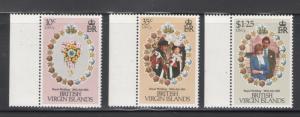 Virgin Islands 1981 Royal Wedding Scott # 406 - 408 MNH