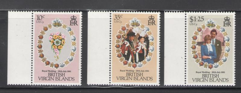 Virgin Islands 1981 Royal Wedding Scott # 406 - 408 MNH