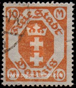 Danzig, Sc , SG 89 Study, Hinged - 1921 10m.  - Numbers -...
