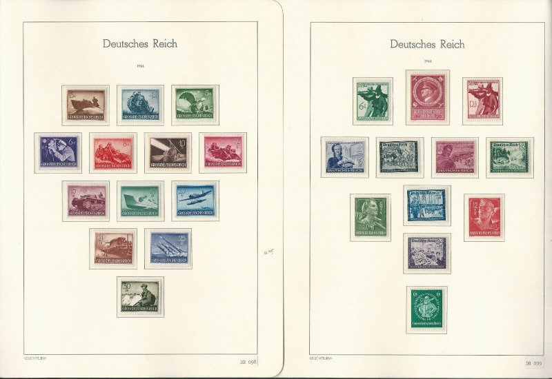 Germany Stamp Collection on 10 Hingless Lighthouse Pages, 1942-45 WWII, JFZ