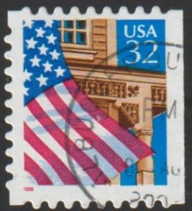 SC# 2921 - (32c) - Flag Over Porch, red date, die cut 9.8, used