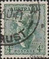 Australia 1938 Sc#171a 4d Green Koala USED-Fine.