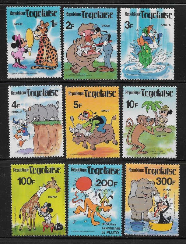 Togo 1064-1072 Disney 50th Pluto MNH c.v. 14.00