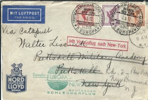 S.S. Europa to Peekskill, NY 1932 Airmail via Bremen-New York Lines (48282)