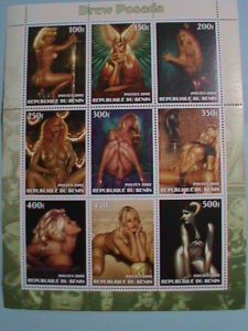 ​BENIN STAMP:2002 DREW POSADA MNH STAMP SHEET.