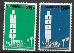 SINGAPORE SG119/20 1969 COMPLETION OF 100,OOO HOMES FOR THE PEOPLE PROJECT  MNH