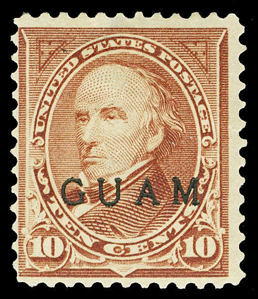 Guam Scott 8 1899 10c Webster Bureau Issue Mint Fine Disturbed OG LH Cat $45