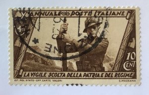 Italy 1932 Scott 291 used - 10c, Fascist March on Rome 10th Anniv, Soldier