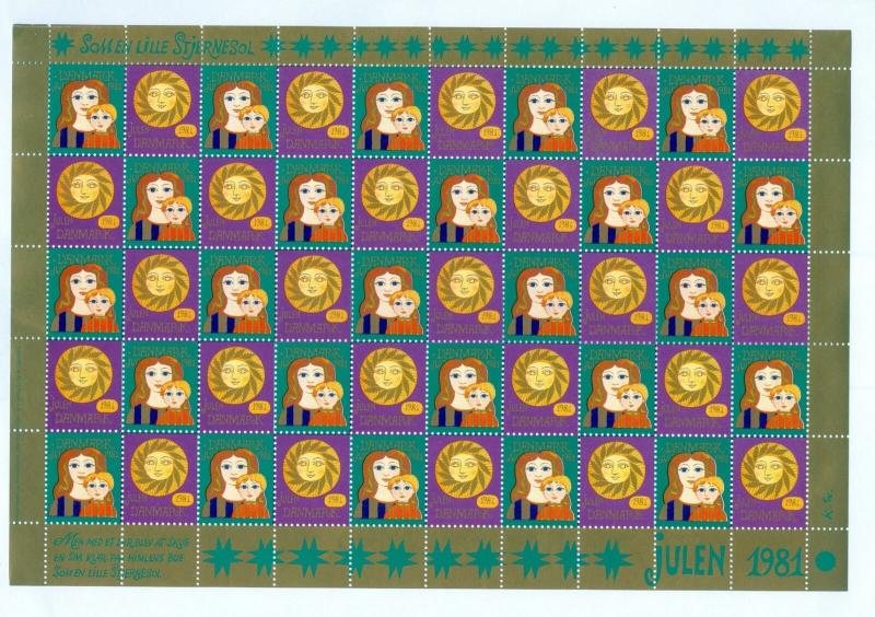 Denmark. Christmas Seal 1981 Sheet Scale/Proof Print. 13 Sheets. Complete Set