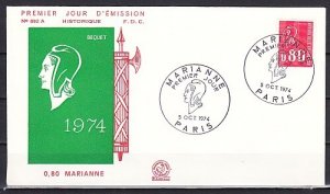 France, Scott cat. 1294 B. Marianne Definitive value. First day cover. ^