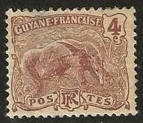 French Guiana 53, mint hinged, large thin.  1905.  (F480)