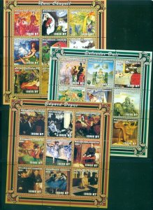 Mozambique - 1480-8. 2001 Famous Artists. Cplt. Set 9 Souv. Sheets. MNH $78.75.