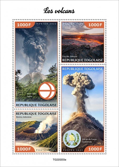 TOGO - 2022 - Volcanoes - Perf 4v Sheet - Mint Never Hinged