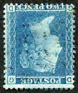 SG45 2d Blue (GD) Plate 9 Wmk (type II) INVERTED (couple of light tone spots)