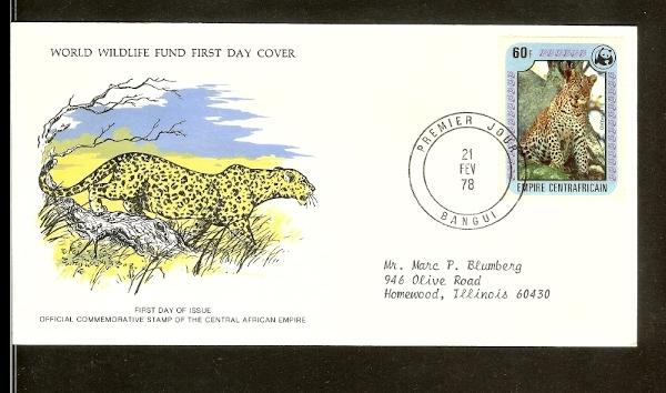 1978 - Central Africa FDC - Fauna & Animals - Mammals - Leopard [BE114]