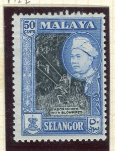 MALAYA SELANGOR; 1957 early Sultan pictorial issue Mint hinged 50c. value