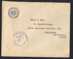 SALVADOR 1937 RARE OFFICIAL FEE PAID COVER FROM THE PRESIDENTIAL OFFICE WITH