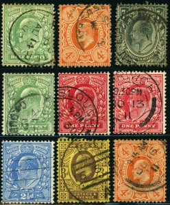 GREAT BRITAIN #143-150 King Edward VII Postage Stamp Collection 1904-1911 Used