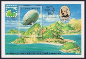 St Thomas & Prince 519,MNH.Michel 584 Bl.36A. Sir Rowland Hill,1969.Zeppelin,UPU