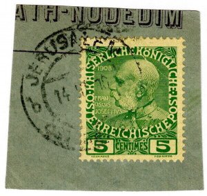 (I.B) Austria Postal : 5c Green on Yellow (used in Jerusalem)