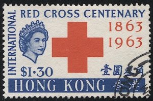 HONG KONG  Sc 220, Used, VF, 1963  Red Cross $1.30, cv $7