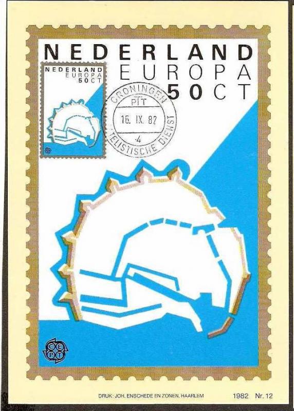 NETHERLAND 1982 EUROPA, CEPT, HISTORICAL EVENTS, WHEELS  SET OF 2 MAXIMUM CAR...