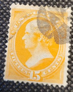 USA, 1870, Daniel Webster, # 163, 15c orange, used, SCV$150.00