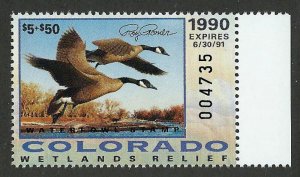 COLORADO STATE DUCK  #1A - GOVERNOR'S EDITION - SCV: $60.00 - MNH -