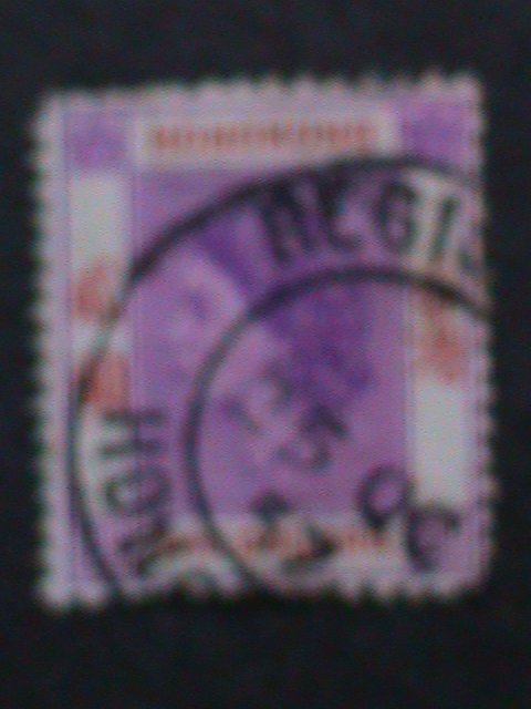 ​HONK KONG-1954 SC#196 QUEEN ELIZABETH II FANCY CANCEL VF-69 YEARS OLD-RARE
