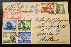 A Third Reich postcard sent as a registered letter (Einschreiben) from...